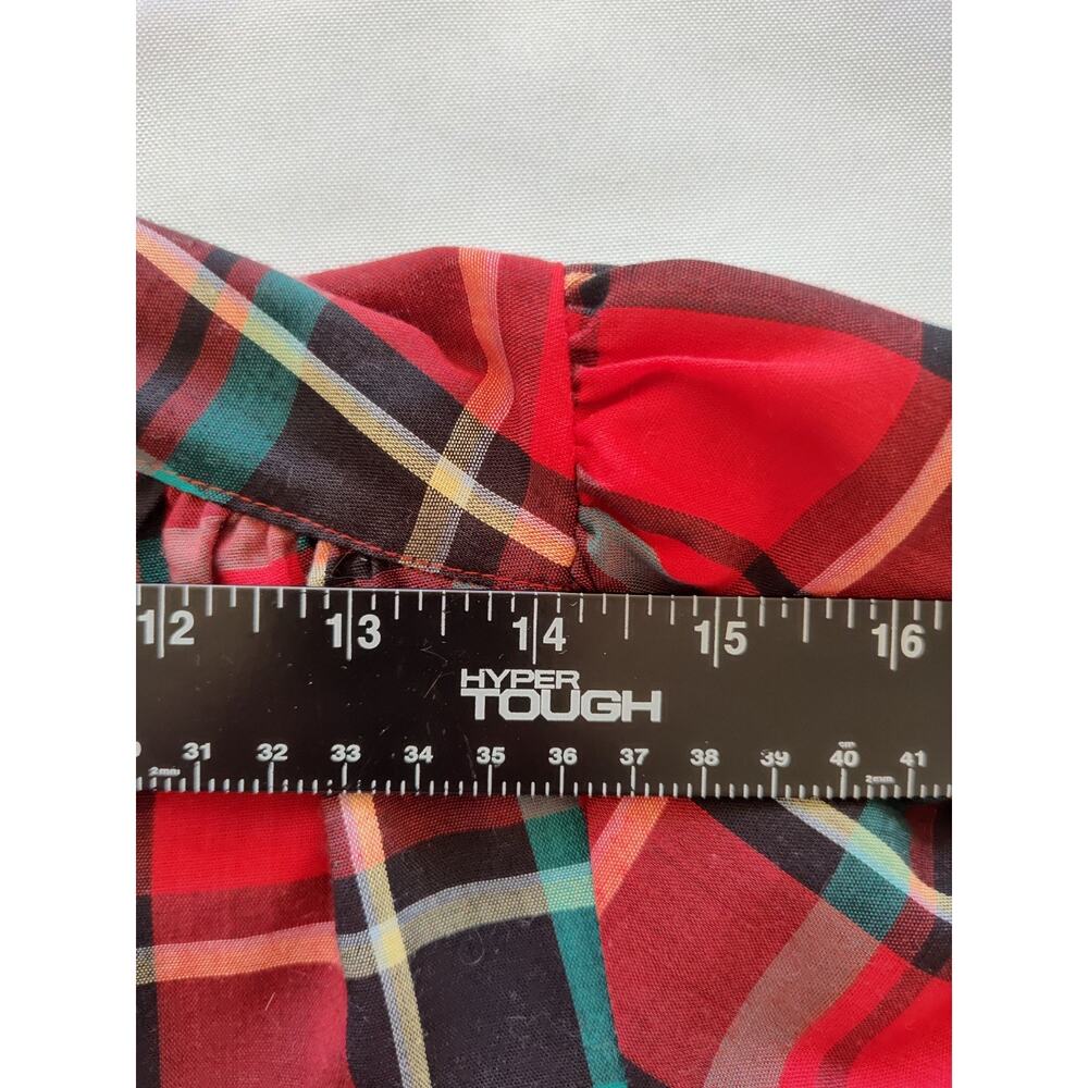 Cheryl Tiegs Women's Size 10 Plaid Collared Button-Up Shirt Red Green Black 3/4 - Picture 8 of 10